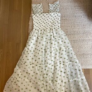 Hill House White and Green Floral Nap Dress